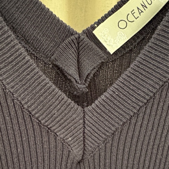 Dark Blue Ribbed Sleeveless Dress - Picture 4 of 5